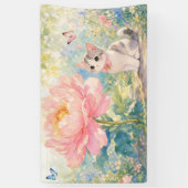 Bloeiende Pioen Kitten Spandoek (Verticaal)