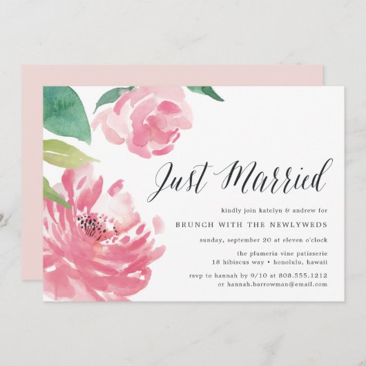 bloeiende pioen | Post Wedding Brunch Uitnodiging (Voorkant / Achterkant)