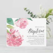 bloeiende pioen | uitnodiging tot doop (Staand voorkant)