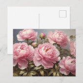 Bloeiende pioenbloemen briefkaart (Voorkant / Achterkant)