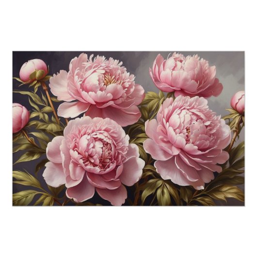 Bloeiende pioenbloemen perfect poster (Voorkant)