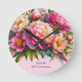 Bloeiende pioenen Nieuwe Home Bloemen Muur Klok (Voorkant)