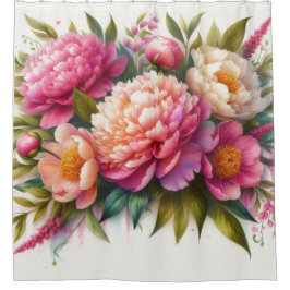 Bloeiende pioenen roze bloemen douchegordijn