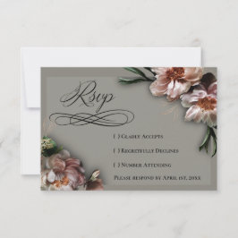 Bloeiende Pioenrozen RSVP Kaart