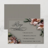 Bloeiende Pioenrozen RSVP Kaart (Voorkant / Achterkant)