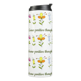 Bloeiende positieve gedachten bloemen thermosbeker