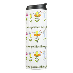Bloeiende positieve gedachten bloemen thermosbeker