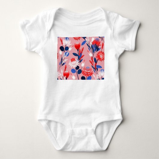 Bloeiende Protea: botanische tuin patroon Romper (Voorkant)