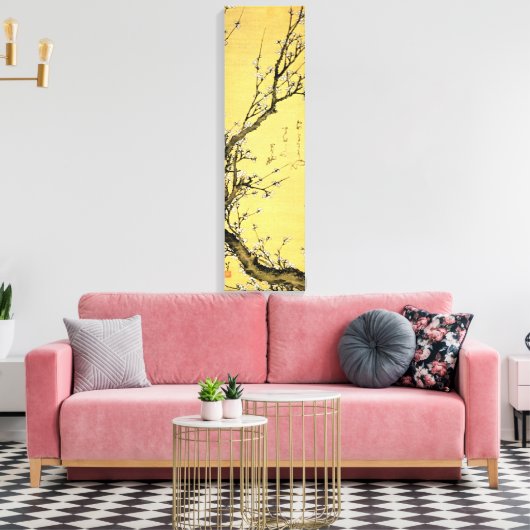 Bloeiende pruim van Hokusai Canvas Afdruk (Insitu (Woonkamer))