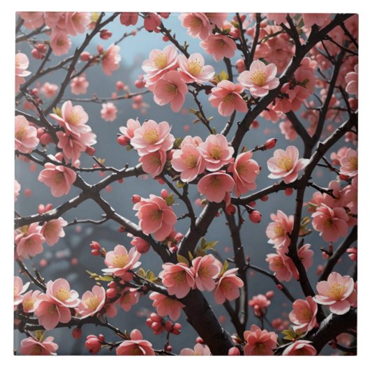 Bloeiende Quince afbeelding Tegeltje (Voorkant)