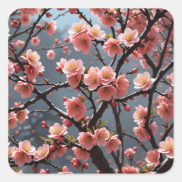 Bloeiende Quince afbeelding Vierkante Sticker