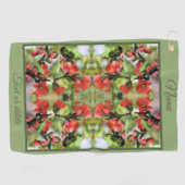 Bloeiende Quince Red Blossom Abstract gepersonalis Golfhanddoek (Horizontaal)