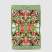 Bloeiende Quince Red Blossom Abstract gepersonalis Golfhanddoek (Voorkant)