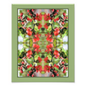 Bloeiende Quince Rode Bloesems Mirror Abstract 8x1 Foto Afdruk (Voorkant)