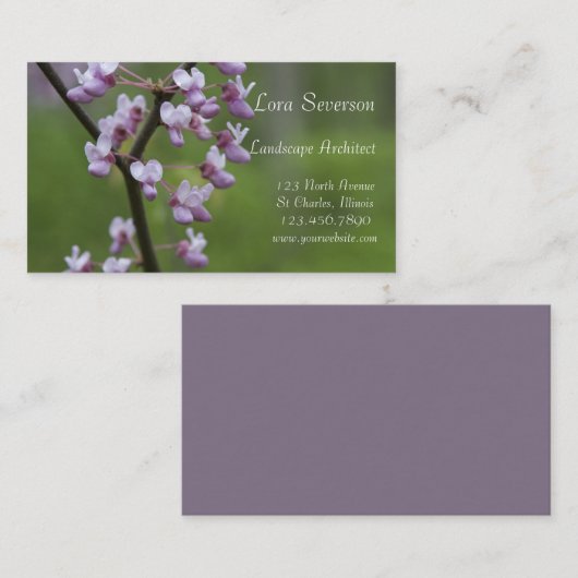 Bloeiende Red Bud Tree Landscape Architect Visitekaartje (Voorkant / Achterkant)