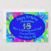 Bloeiende Regenboog Bloemen voor 15e Verjaardag Kaart (Achterkant)
