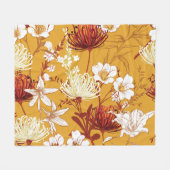 Bloeiende retro: Onvoltooide Bloemenlijn Kunst Fleece Deken (Voorkant (Horizontaal))