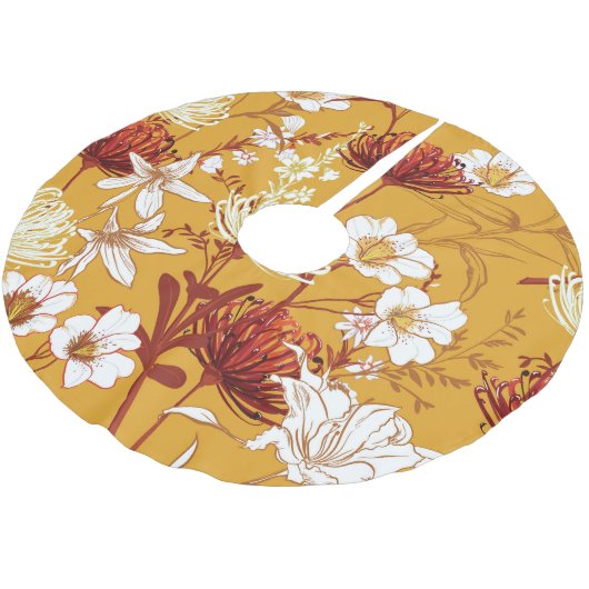 Bloeiende retro: Onvoltooide Bloemenlijn Kunst Kerstboom Rok (Gekanteld)