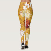 Bloeiende retro: Onvoltooide Bloemenlijn Kunst Leggings (Achterkant)