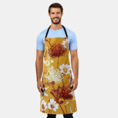 Bloeiende retro: Onvoltooide Bloemenlijn Kunst Schort (Gedragen)