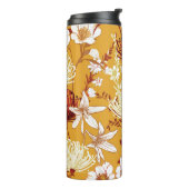 Bloeiende retro: Onvoltooide Bloemenlijn Kunst Thermosbeker (Gedraaid links)