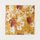 Bloeiende retro: Onvoltooide Bloemenlijn Kunst Wandkleed (Voorkant (horizontaal))