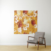 Bloeiende retro: Onvoltooide Bloemenlijn Kunst Wandkleed (In Situ (horizontaal))