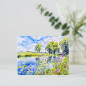 Bloeiende Riverbank Havelland Waterverf Style Briefkaart (Staand voorkant)