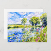 Bloeiende Riverbank Havelland Waterverf Style Briefkaart (Voorkant / Achterkant)