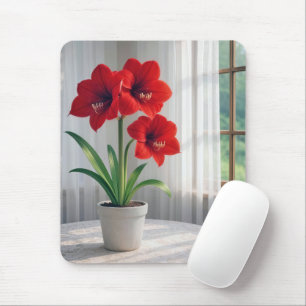 Bloeiende rode amaryllis muismat