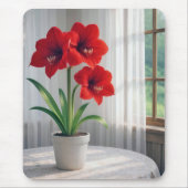 Bloeiende rode amaryllis  muismat (Voorkant)