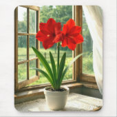 Bloeiende rode amaryllis muismat (Voorkant)