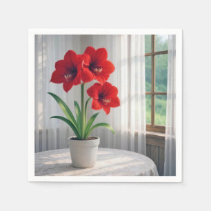 Bloeiende rode amaryllis  servet