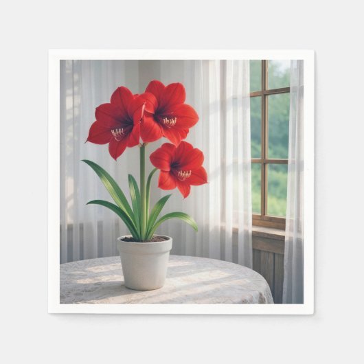 Bloeiende rode amaryllis  servet (Voorkant)
