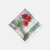 Bloeiende rode amaryllis  servet (Hoek)