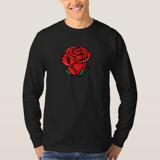 Bloeiende Rode Roos Bloemblad Bloem T-shirt (Voorkant)