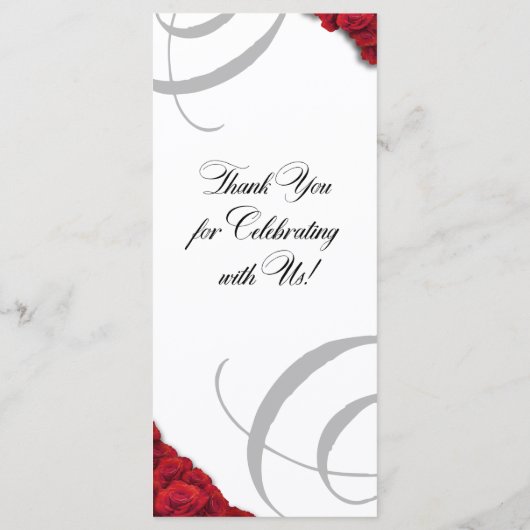 Bloeiende rode rozen bruiloft menu (Achterkant)