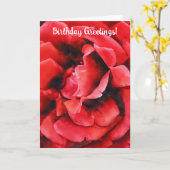 Bloeiende rode rozenblaadjes Art Verjaardag Kaart (Gele Bloem)