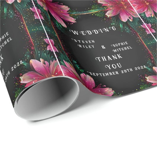 Bloeiende Romance: een volledig bloemenbruiloftsth Cadeaupapier (Rol Hoek)