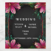 Bloeiende Romance: een volledig bloemenbruiloftsth Wijn Etiket (Enkel label)