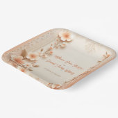  bloeiende romantische kanten perzik bruiloft papieren bordje (Gebogen)