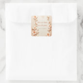  bloeiende romantische kanten perzik bruiloft vierkante sticker (Tas)