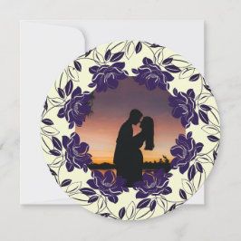 Bloeiende ronde valentijnskaart met een foto feestdagenkaart