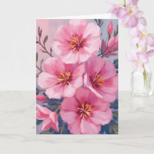 Bloeiende Roze Aquarel Bloemen Blush Geschilderd Kaart