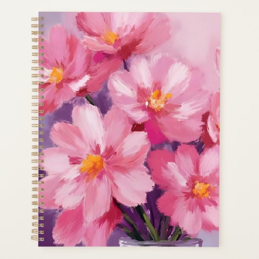 Bloeiende Roze Bloemblaadjes | Bloem Schilderen Wa Planner (Voorkant)