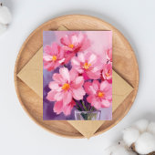 Bloeiende Roze Bloemblaadjes Bloem Schilderij Kaar