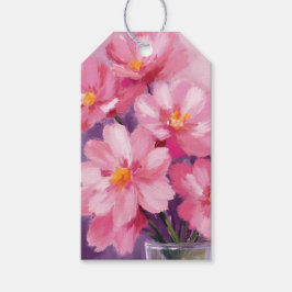 Bloeiende Roze Bloemblaadjes | Bloem Schilderij Wa Cadeaulabel
