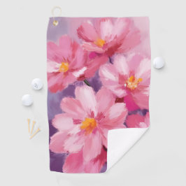 Bloeiende Roze Bloemblaadjes | Bloemenschildering  Golfhanddoek