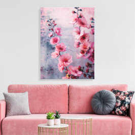 Bloeiende Roze Bloemen  Canvas Afdruk