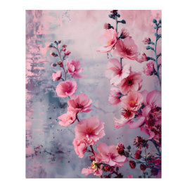 Bloeiende Roze Bloemen  Foto Afdruk